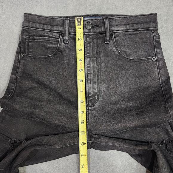 Abercrombie & Fitch Ultra High Rise Super Skinny Ankle 4 Long Black Distressed - Picture 11 of 12